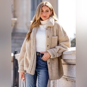 NWT Cupshe Snowed In Brown Coat